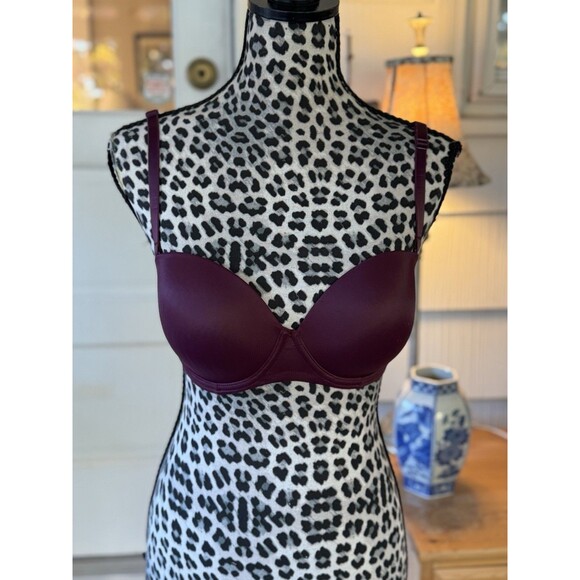 Victoria's Secret PINK Bra Women's 34D Red Burgundy Multiway Push Up Hook Eye - Picture 1 of 8